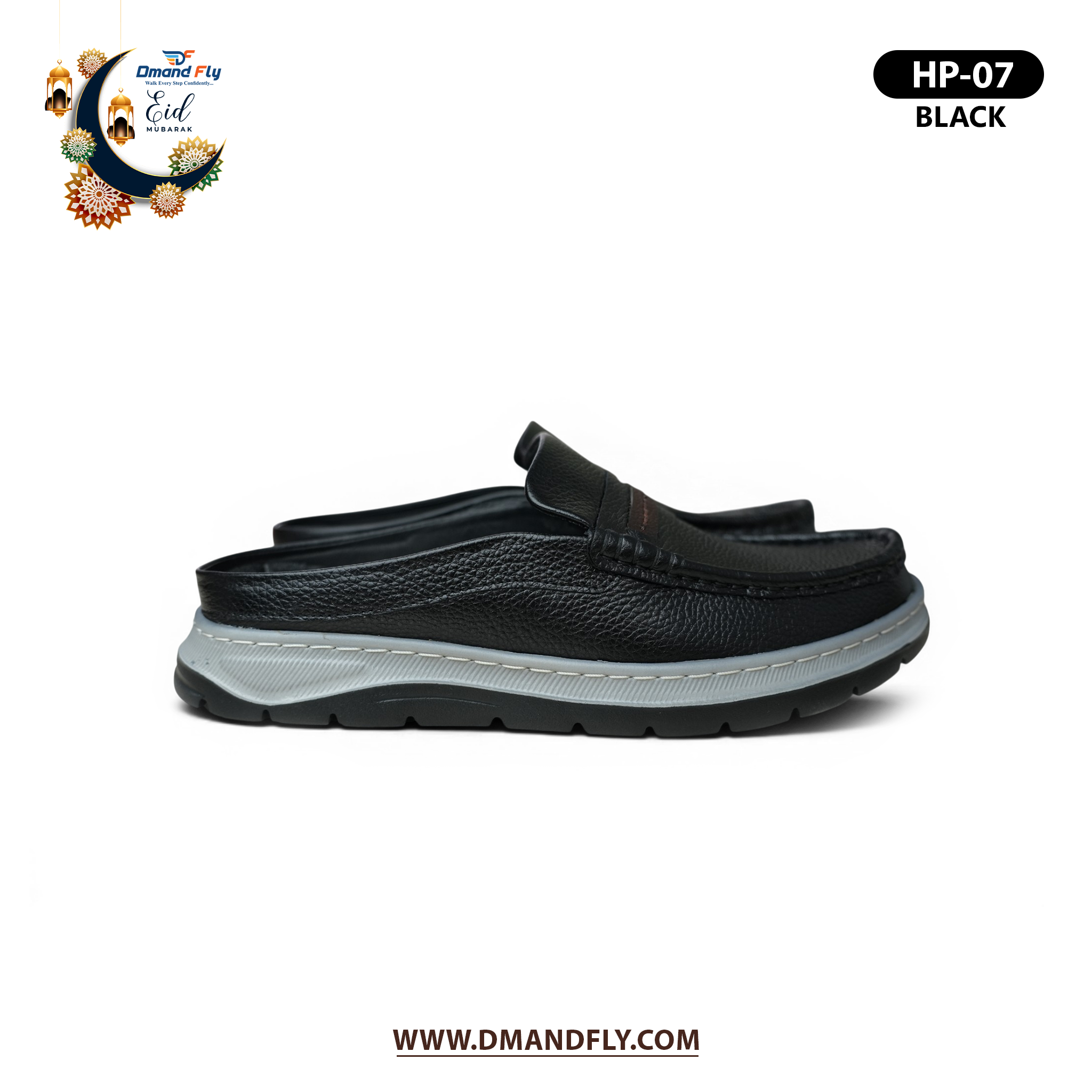 HP-07 Black – প্রিমিয়াম কোয়ালিটির চামড়ার হাফ সু - Image 3